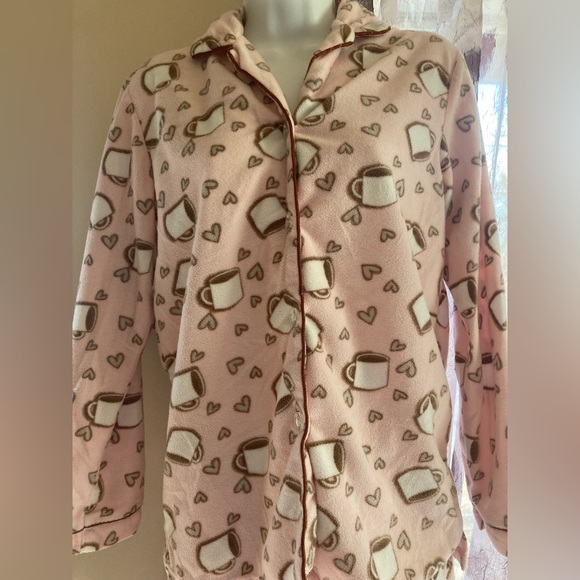 Pink & Brown Button-Up Fleece Pajama Set - Picture 5 of 13